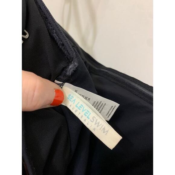 SEA LEVEL SWIM 292767 Dark Romance High Leg Bandeau One-Piece Swimsuit Black 6 - Picture 5 of 8